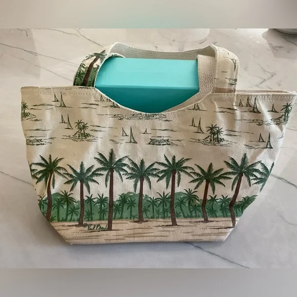 Paul Brent Oceanside Palm Tree Canvas Tote Shoulder Bag Coastal Life - Picture 2 of 9